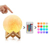 3D Moon Lamp Printed Night Light Remote Control/Touch LED Lunar Moonlight Globe Ball with Wood Stand Base for Kids Bedroom