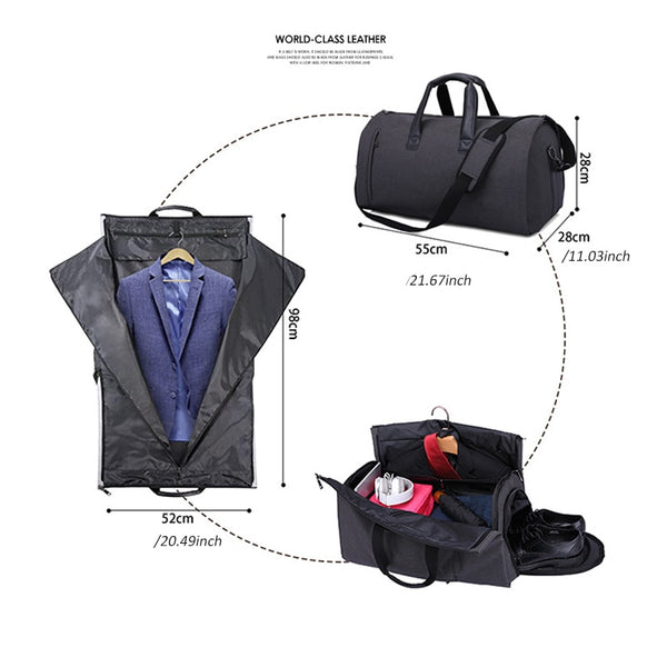 Garment Travel Bag With Shoes Compartment, Convertible Suit Travel Duffel Bag Carry On Bag