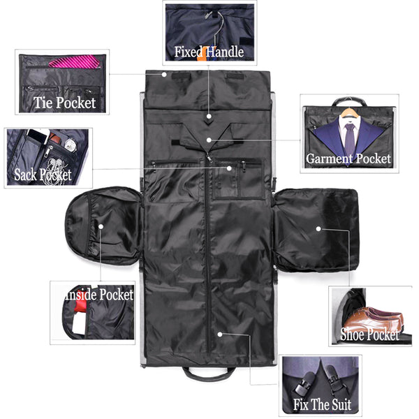 Garment Travel Bag With Shoes Compartment, Convertible Suit Travel Duffel Bag Carry On Bag