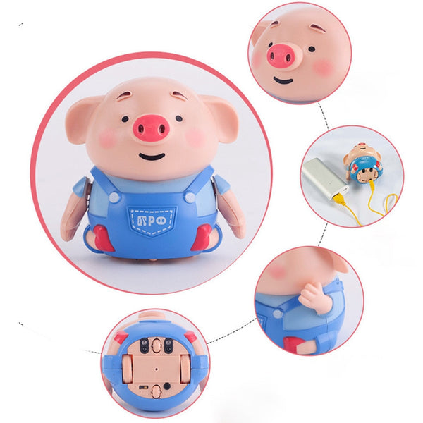 Induction Line Piglet Follow Any Drawn Line Magic Pen Inductive Cute Pig Model Children Toy Gift USB Charging Light Music Toys