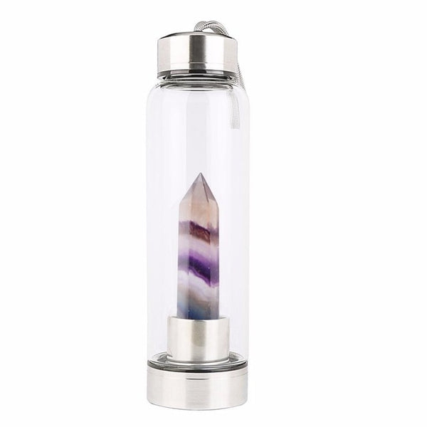 Natural Crystal Stone Point Healing water bottle