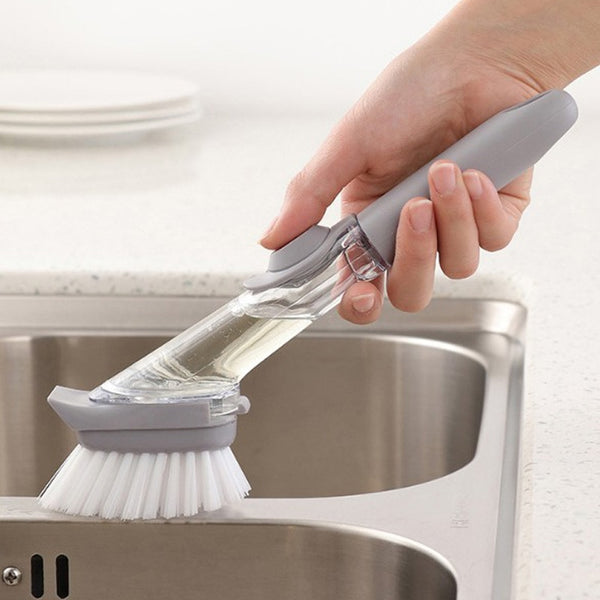 Dish Bowl Cleaning Brush with Liquid Soap Dispenser