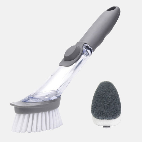 Dish Bowl Cleaning Brush with Liquid Soap Dispenser